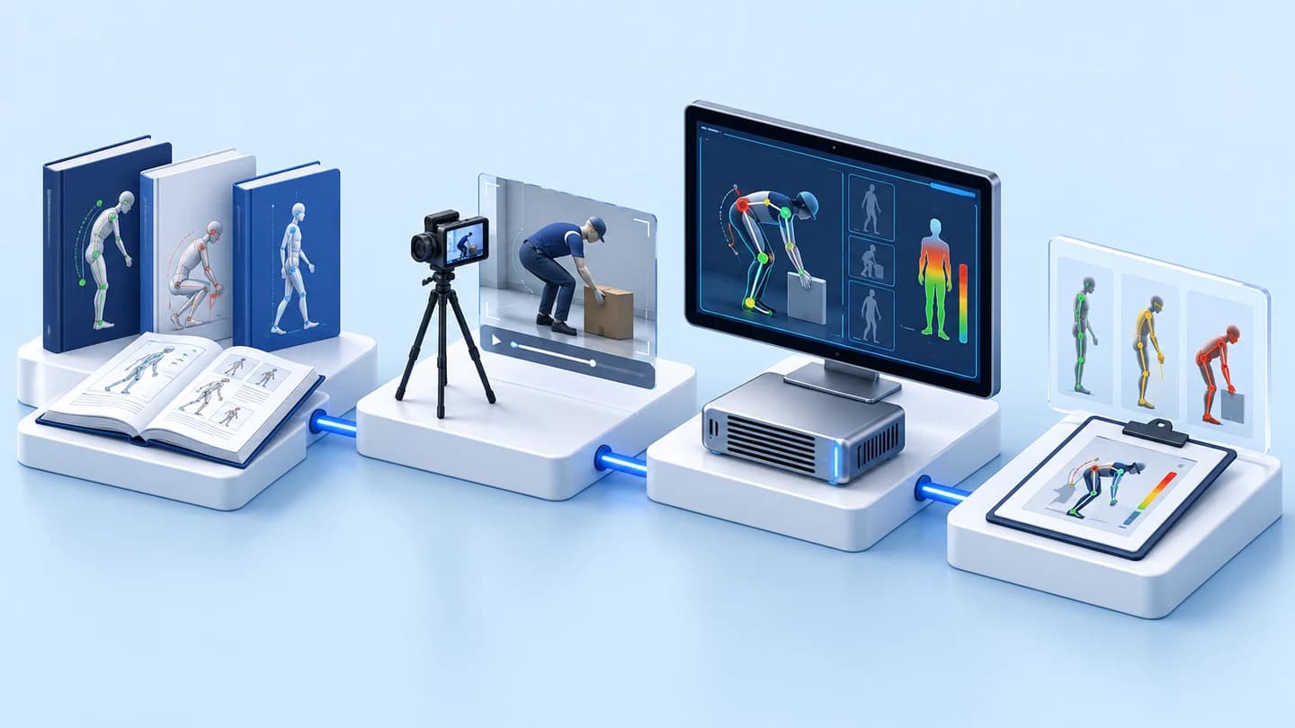 ภาพประกอบแนวคิด: เวิร์กช็อปประเมินความเสี่ยงท่าทางการทำงานด้วย AI Vision ตามมาตรฐาน RULA/REBA/NIOSH