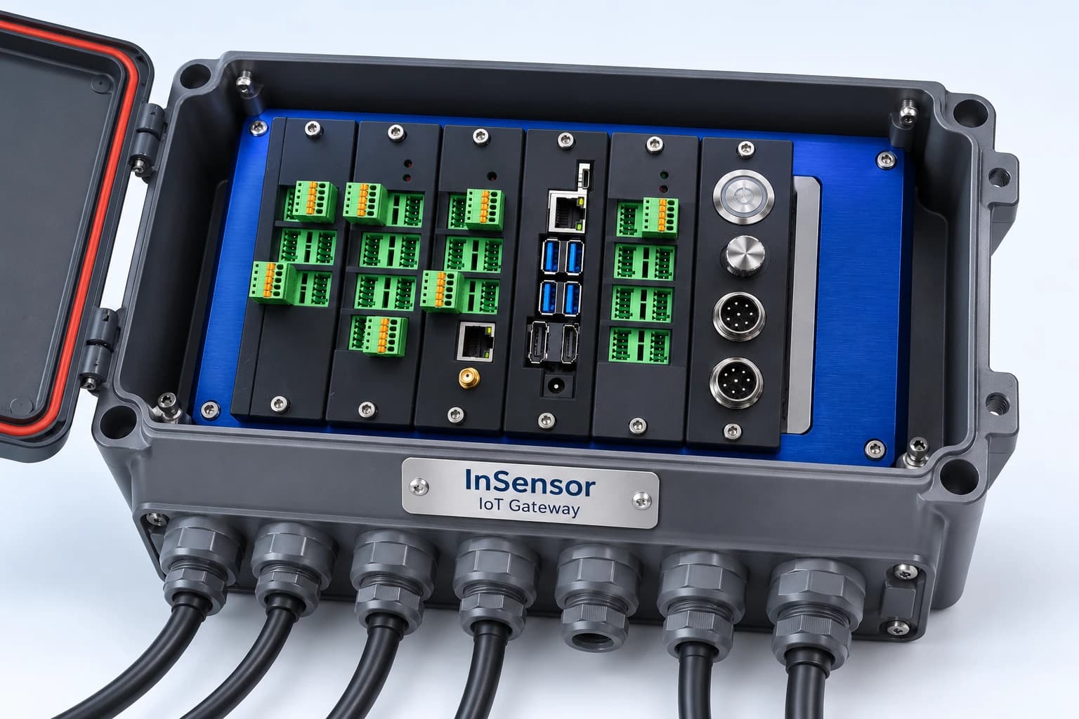 ภาพจำลอง InSensor IoT Gateway จัดชุดโมดูลในเคสอุตสาหกรรม