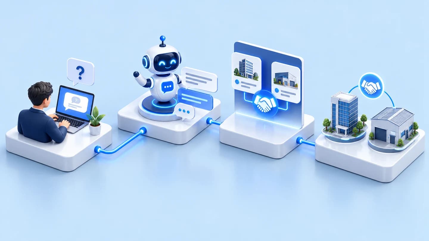 ภาพประกอบแนวคิด: แพลตฟอร์ม Business Matching พร้อม AI Chatbot ลดภาระทีมซัพพอร์ตลูกค้า